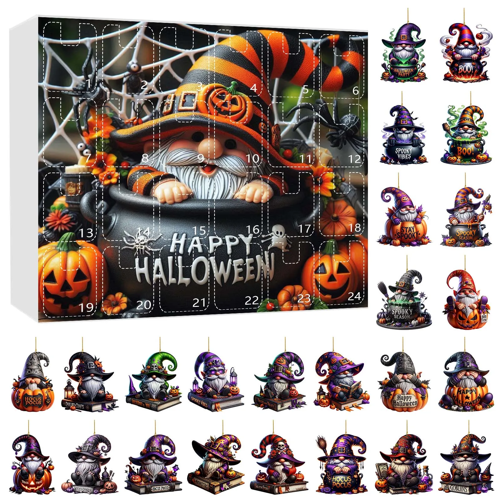 أضواء الرف مع الموقت 1 مجموعة من تقويم وصول قزم الهالوين 24 يوم العد التنازلي للهالوين لعبة 2D 5 دقائق مؤقت رملي صغير