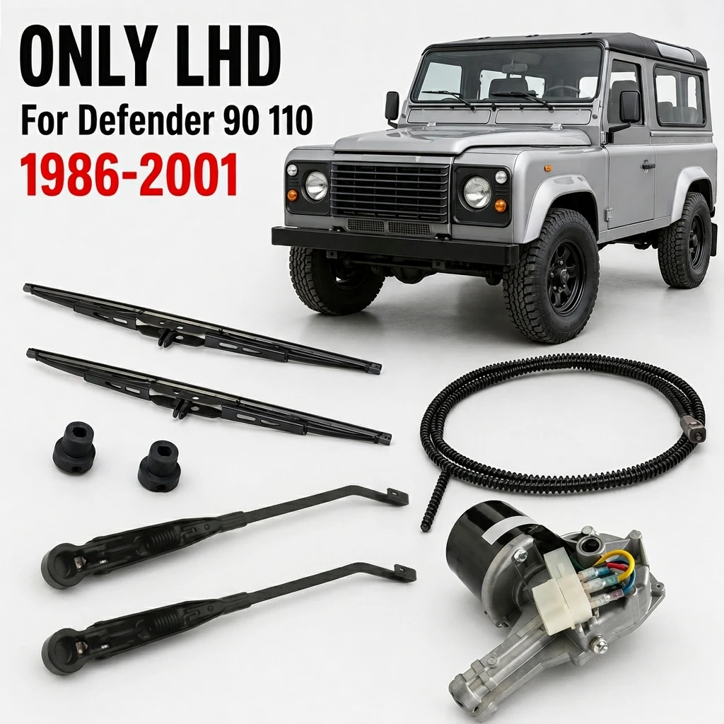 Front Wiper Arm & Blade + Adaptor + Motor & Cable Kit ONLY LHD For Land Rover Defender 90 110 130 1986 -2001 Range Rover Classic