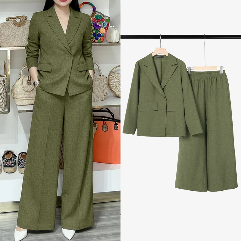 

Элегантный офисный костюм для женщин: пиджак с острыми лацканами и брюки с широкими штанинами, комплект из 2 предметов, 2026 ZANZEA, женская одежда для работы