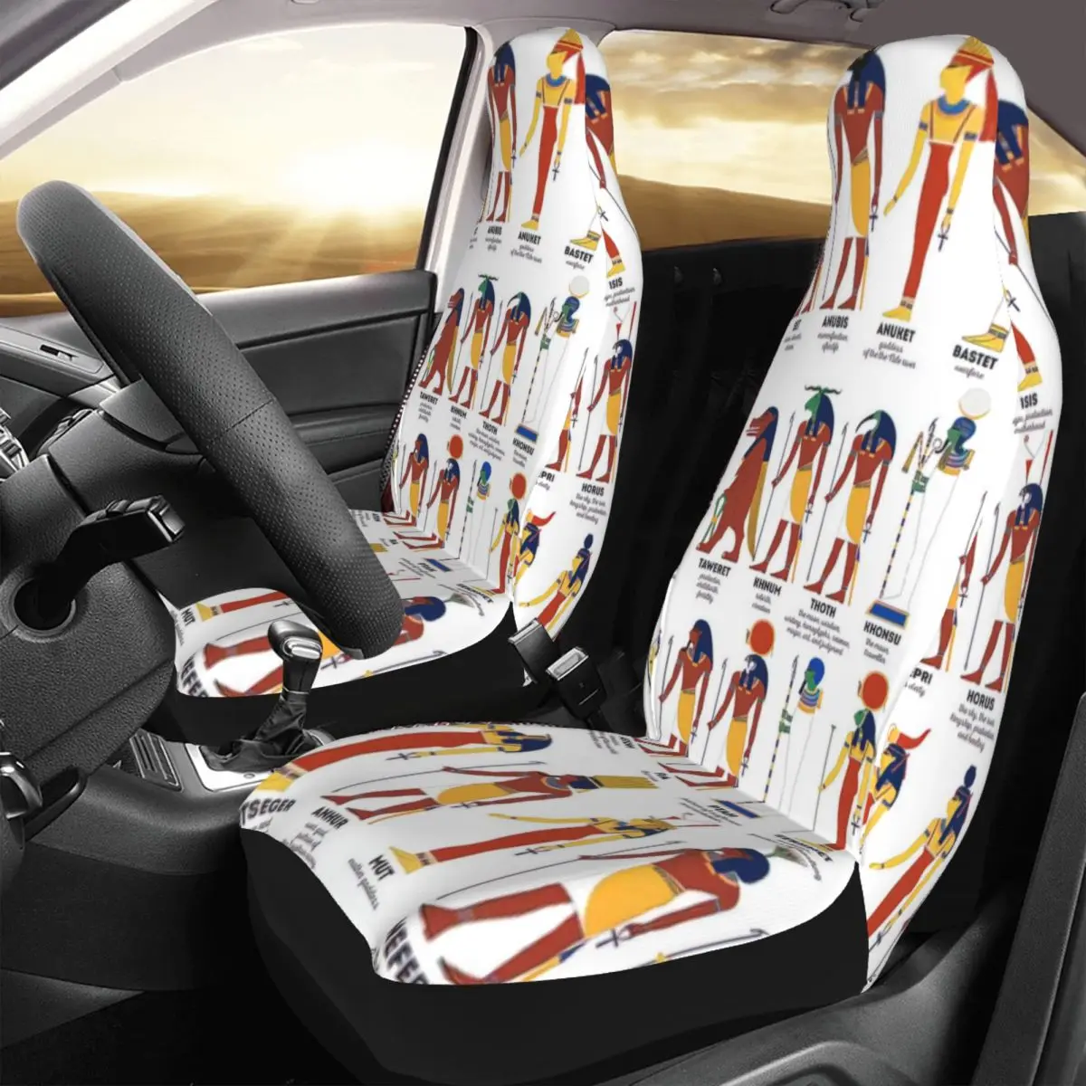 

Ancient Egyptian Deities Car Seat Cover Custom Printing Universal Front Protector Accessories Cushion Set