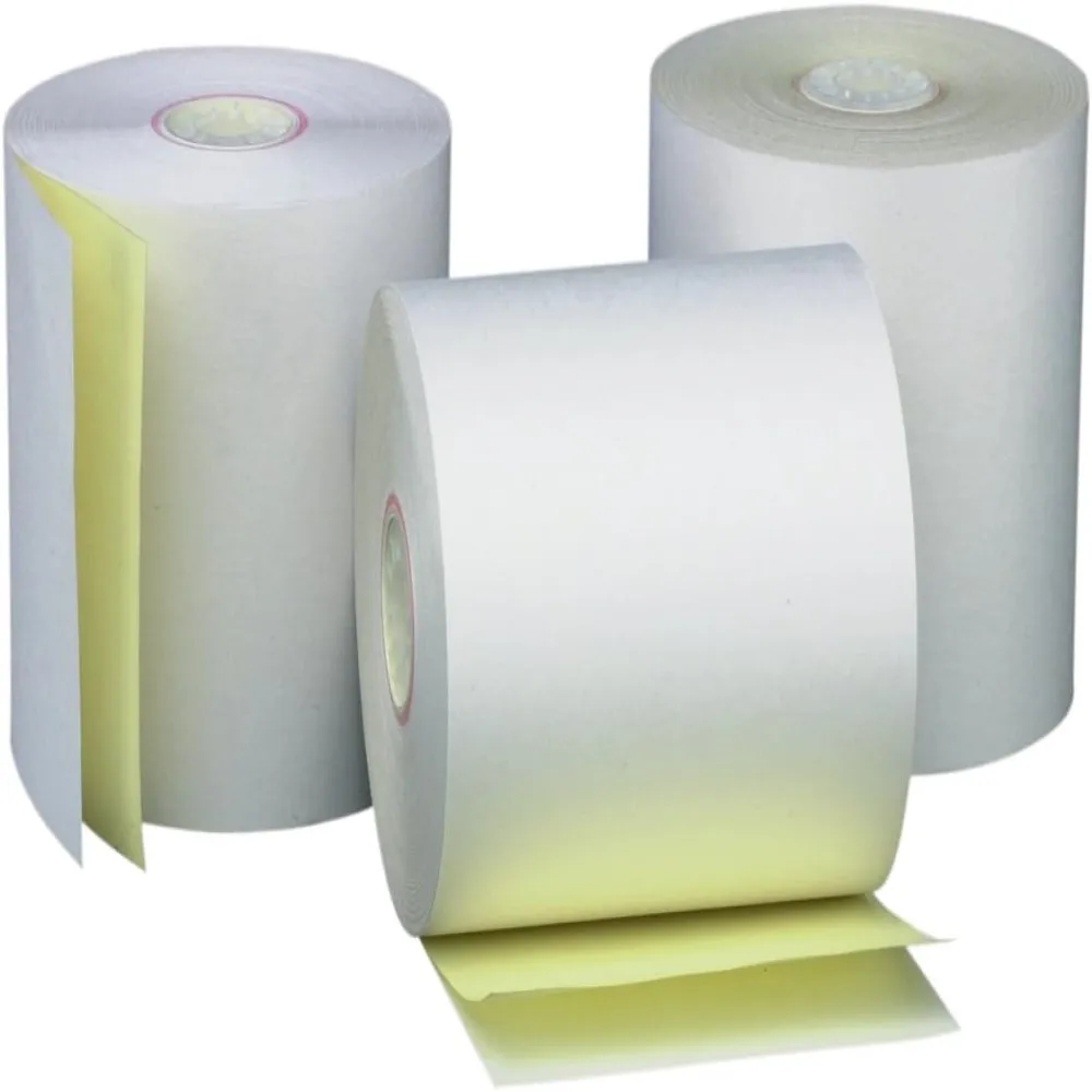 PM Company Perfection 2 Ply POS/Cash Register Rolls, 3 Inches X 90 Feet, White/Canary, 50 per Carton (07706)