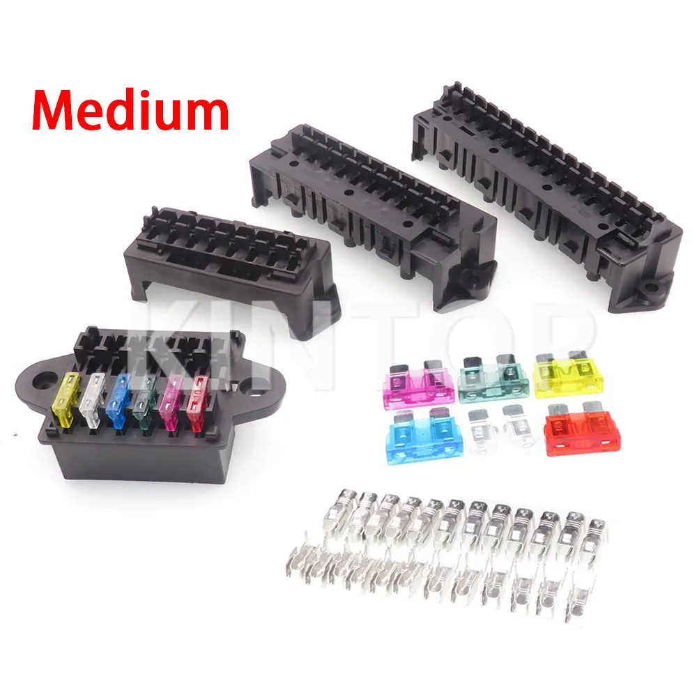 1 Set 8way 10way 12way 15way Medium Standard Automobile Circuit Fuse AC Assembly Box Middle Multiway Fuse Holder with Terminals