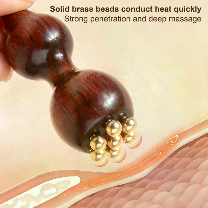 Professional Lotus Seedpod Brass Rosewood Facial Lifting Gua Sha Tool Eye Relaxation Spot Meridians Acupoint Massage Handheld