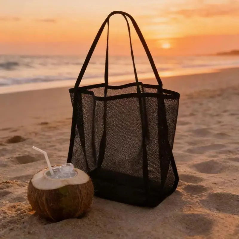 Mesh  Lightweight Breathable Quick Dry Travel Tote For Beach Trips Outdoor Activities Store Towels Toys