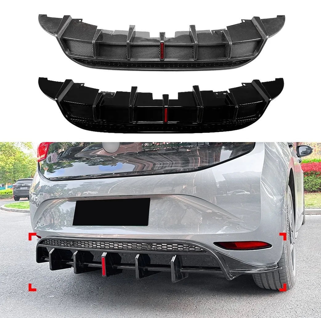 Rear Bumper Spoiler Diffuser For Volkswagen ID.3 2019 Lower Lip Plate With Light Deflector Splitter Tuning Body Trim Accessories