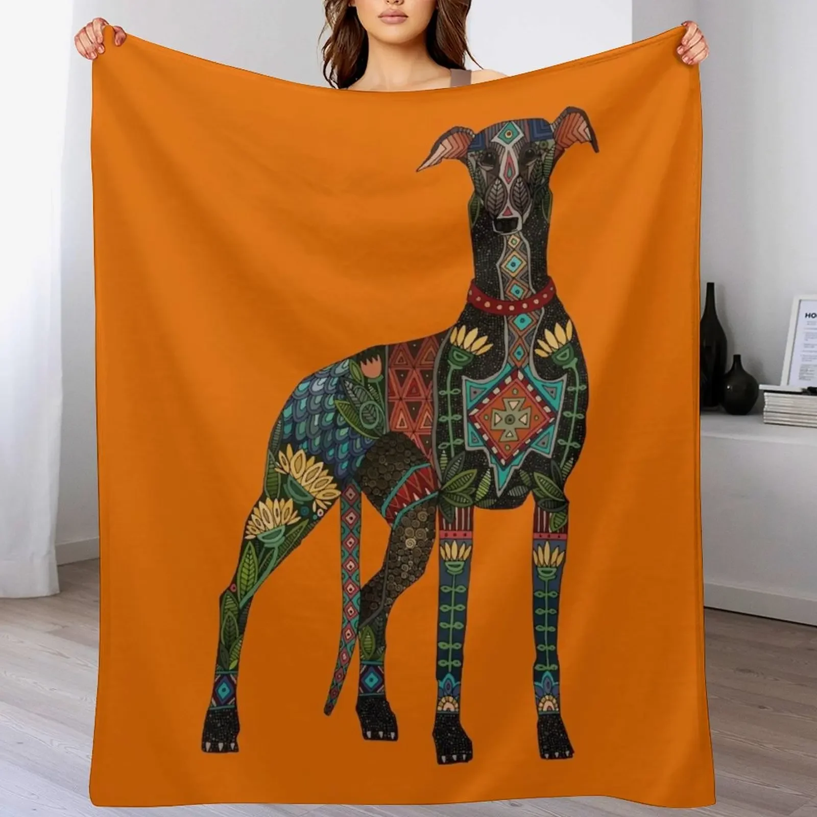 

greyhound orange Throw Blanket Hairys Plaid on the sofa Softest Soft Big Blankets