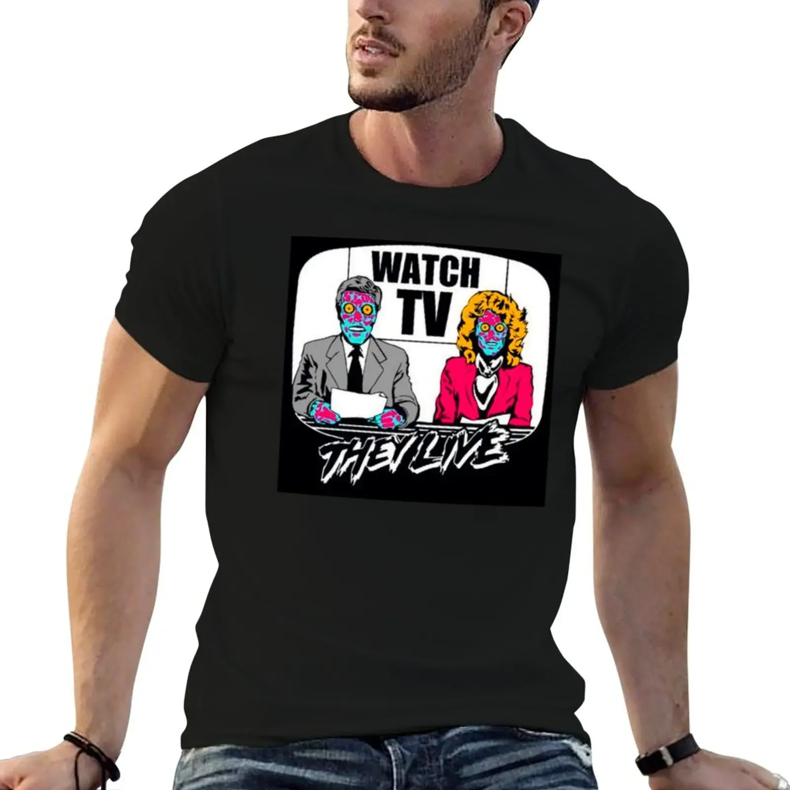 

Watch TV Orange & Pink T-Shirt anime tshirt graphic tee shirt new edition fruit of the loom mens t shirts