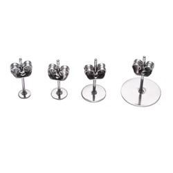 20-100Pcs/Lot Stainless Steel Blank Post Earring Stud Base Pins With Earring Plug Supplies For DIY Jewelry Making Kits Findings