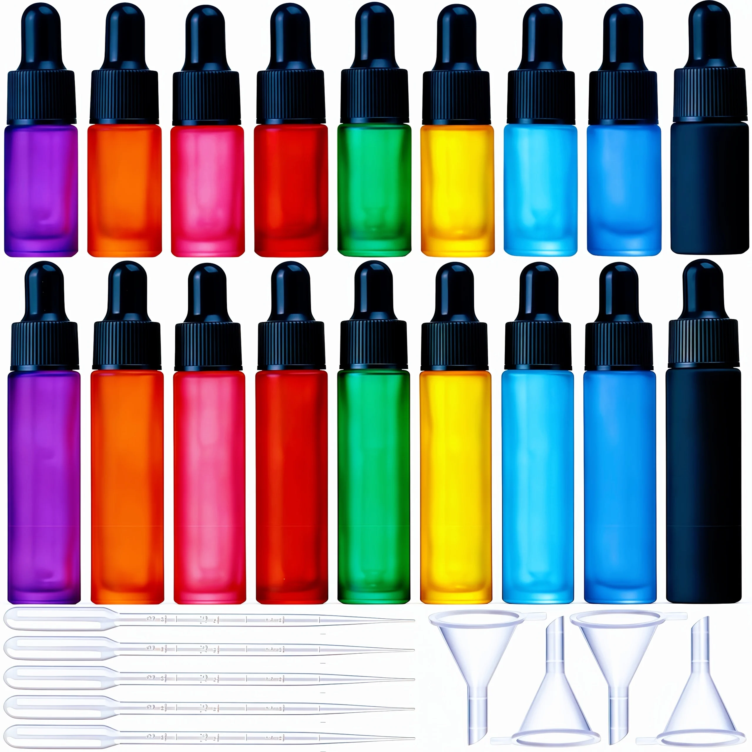 Juice Bottle Dropper - ขวดหยดแก้วขนาด 5 มล./10 มล. หลากสี พร้อมหัวหยดสำหรับจ่ายของเหลว