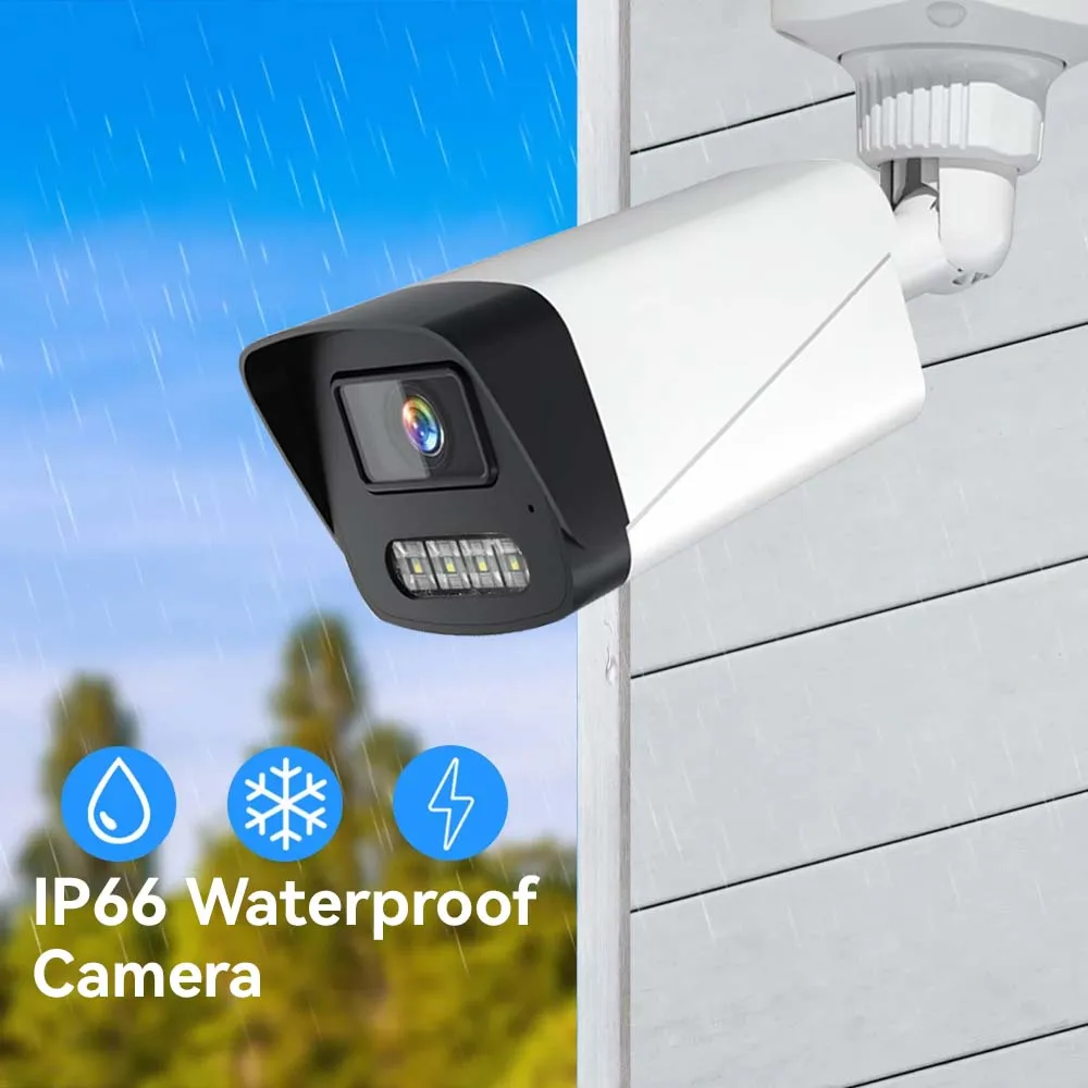 4K Security CCTV Camara Outdoor Human/Vehicle Detection Two-Way Audio Alarm IP66 Weatherproof POE IP Camera For NVR System