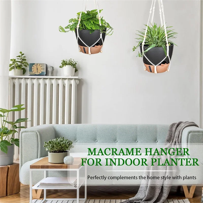 AB66-10 Inch Hanging Planter For Indoor Plants, 2 Pack Self Watering Hanging Baskets Flower Pots With Drainage Hole