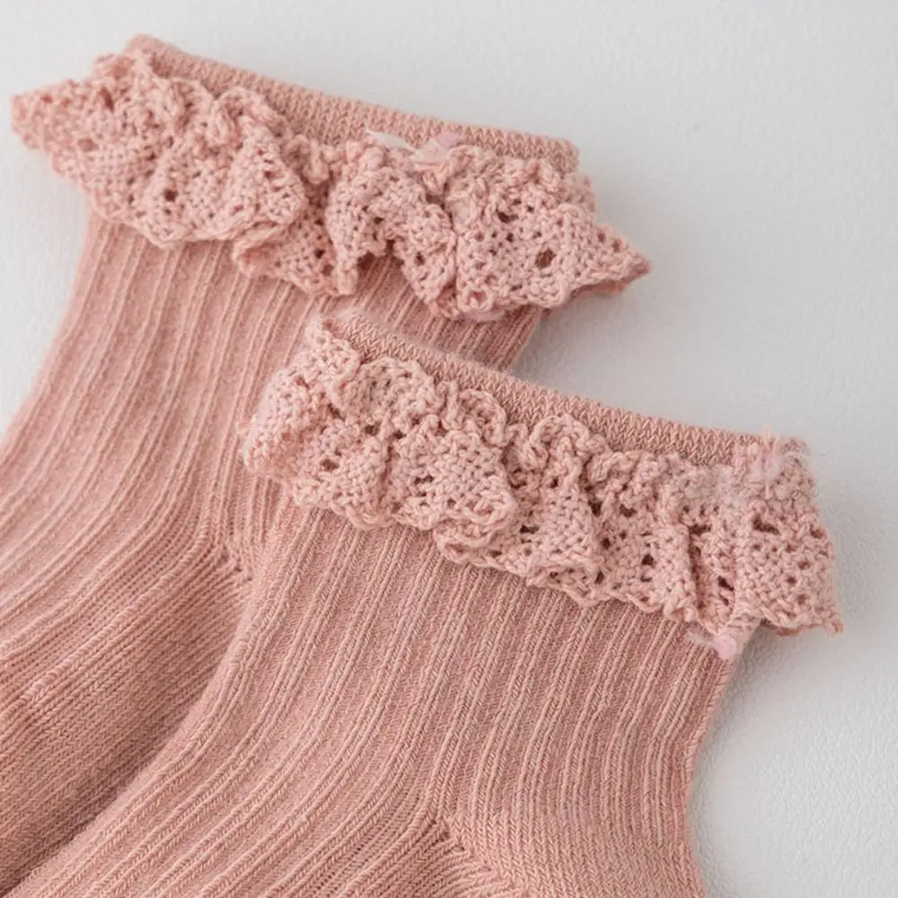5Pairs الحلو القطن الطفل كشكش الجوارب الدانتيل الوليد الاطفال أنبوب جورب الرضع عدم الانزلاق دارى المشي الجوارب طفلة