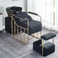 modern styling salon furniture gold black bed ceramic bowl set backwash massage sink shampoo chair