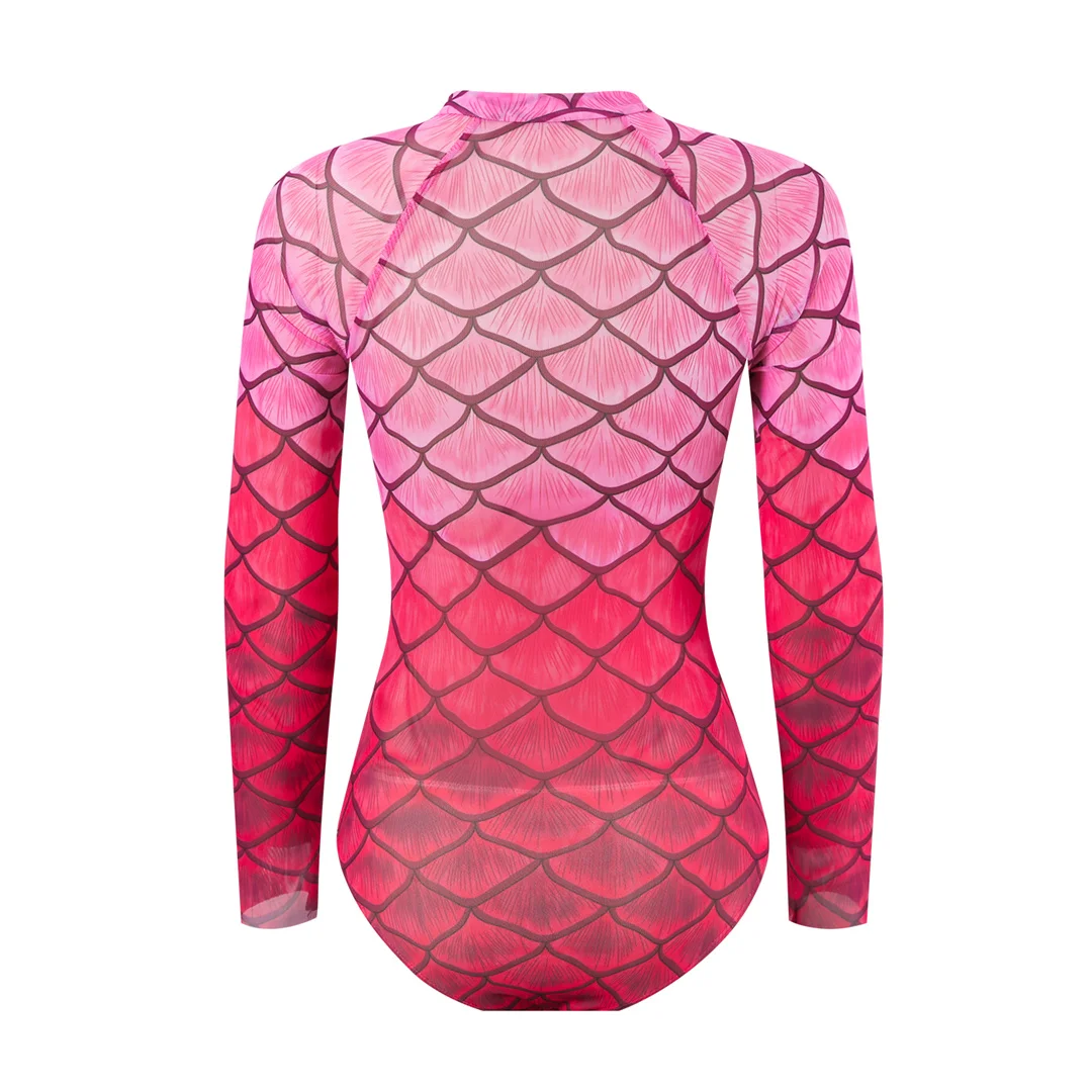 S - XXL Neu mit Hose, langärmelig, mit Reißverschluss, bedruckt, einteiliger Badeanzug, Damen-Badebekleidung, gepolsterter Badeanzug, Badeanzug, Schwimmanzug V7337 – Detail 5