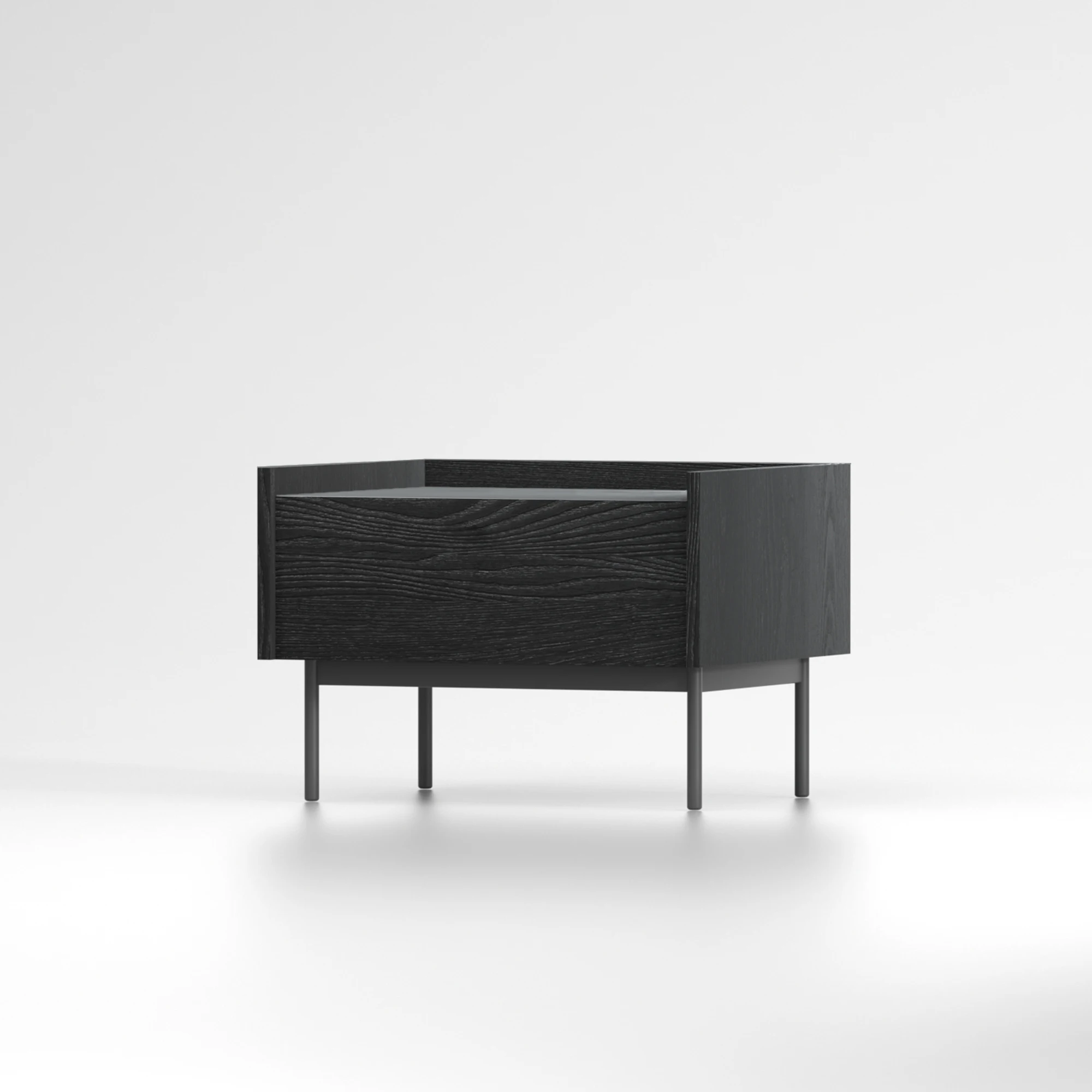 

Italian minimalist black multi-functional creative bedside table wrought iron Nordic modern hotel storage bedside table