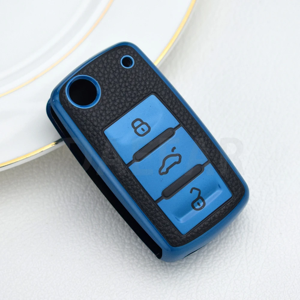 TPU Leather Car Key Cover Case for Volkswagen for VW Bora Polo Tiguan Jetta Passat B5 B6 B7 Golf Beetle for Skoda Octavia