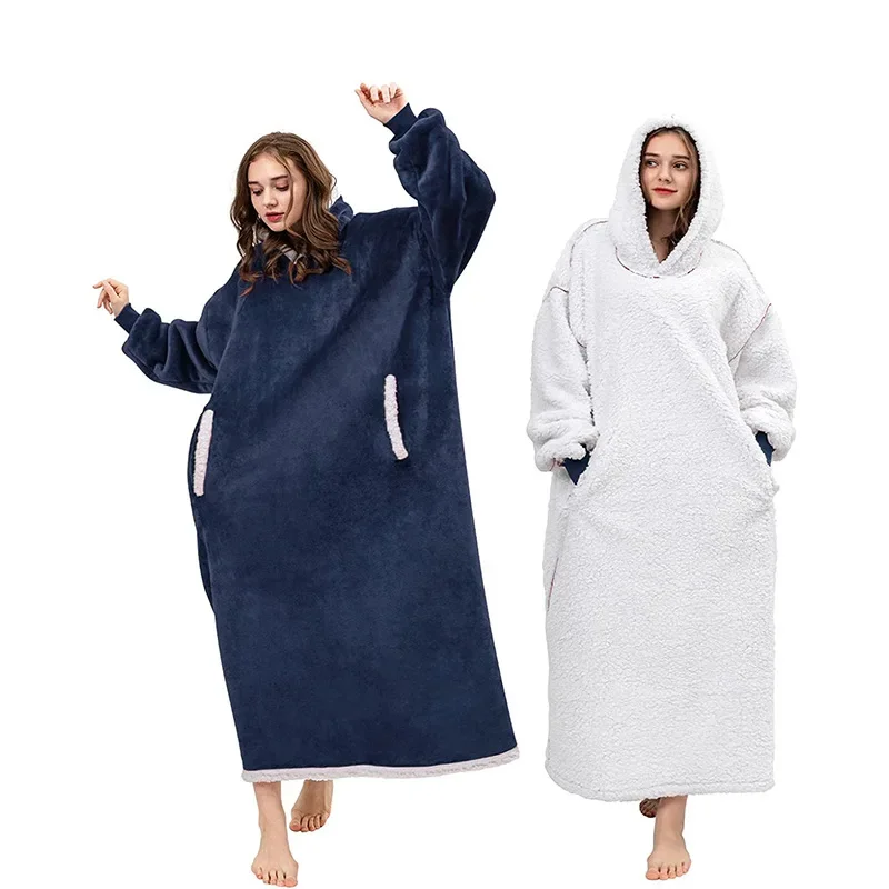 Oversized TV Blanket with Side Pocket for Lazy People, Fleece Winter Hoodie Sweatshirt, Extra Large Women's Pullover Hoody