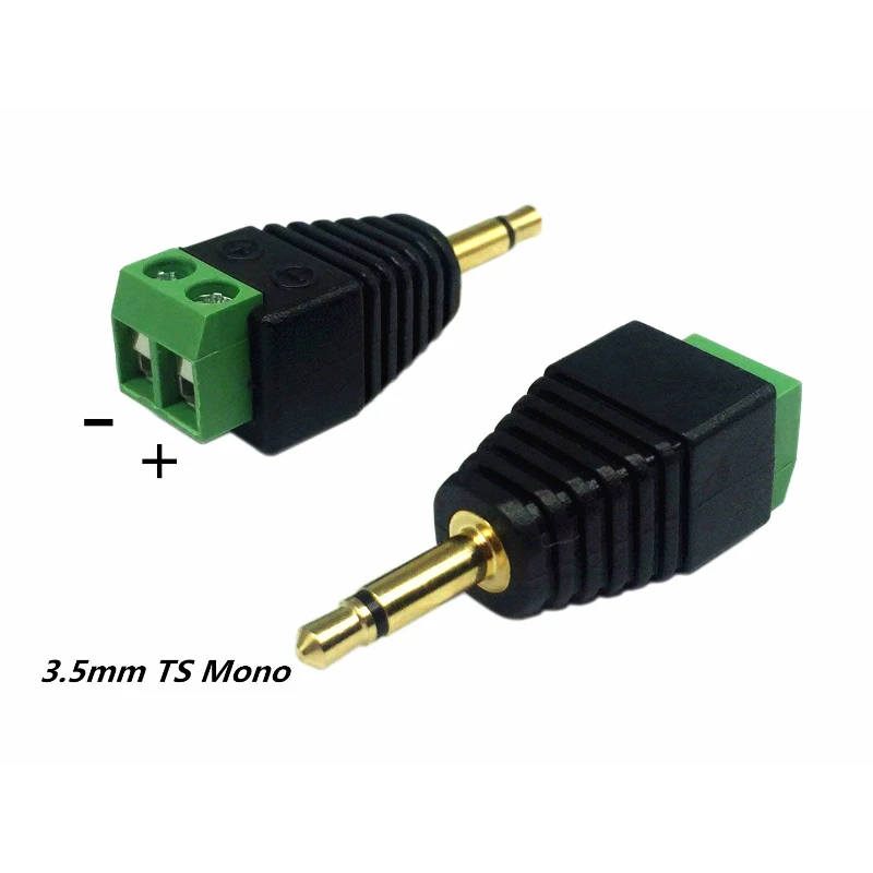 Ts 3.5mm maschio a 2pin foro per vite connettore per cavo fisso adattatore 2P terminale a vite linea fissa 3.5 connettore adattatore maschio Mono 3.5