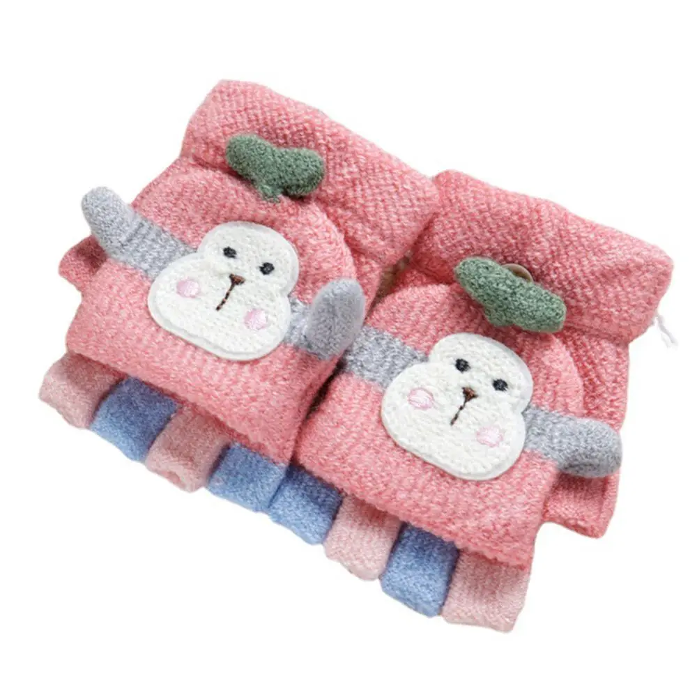 Weihnachten Affe Mädchen Student Gestrickte Handschuhe Clamshell Halbe Finger Handschuhe Kinder Fingerlose Handschuhe Winter Warme Fäustlinge