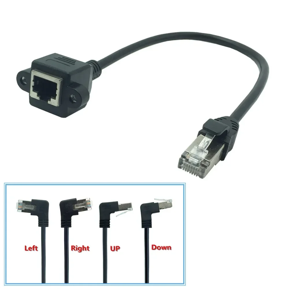 Кабель Lan RJ45 «папа-мама» Удлинительный шнур RJ45 Ethernet-кабель Винт для крепления на панели Левый правый угол 90 градусов вверх и вниз 0,3 м 0,6 м