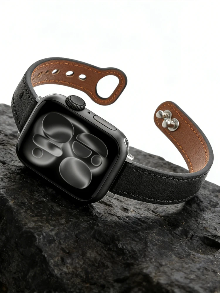 Slim Leather Strap for Apple watch Bands 42mm 44mm 40mm 41mm 45mm 46mm bracelet correa pulseras iWatch series 7 8 9 10 11 SE 3
