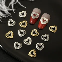 10Pcs Vintage Luxury Nail Decor with Diamonds Shiny Heart Nail Art Accessories Charms