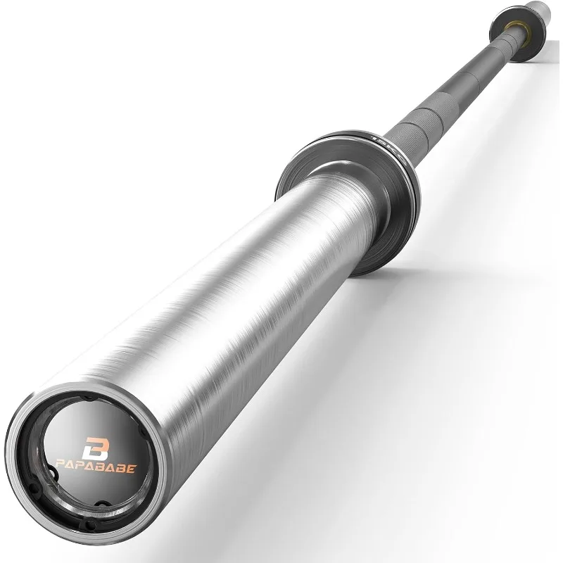 

PAPABABE Barbell, Hybrid Needle Bearings&Bushings,190K PSI Steel,1000lbs/1200lbs Capacity, Solid Chrome/Zinc Grip,2 Inch Sleeves