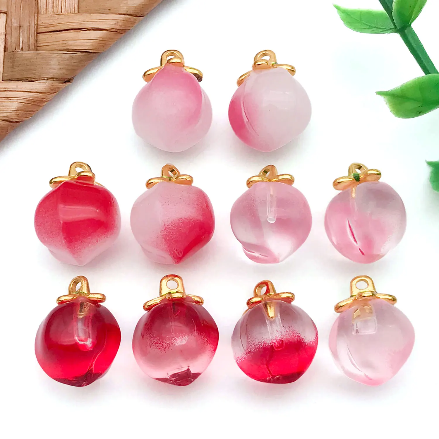 5/10 قطعة المعلقات الزجاجية سوار الخوخ الصغيرة المتدلية سحر DIY لطيف الكورية نمط الاكسسوارات نازف المعلقات فضفاض الخرز. #1