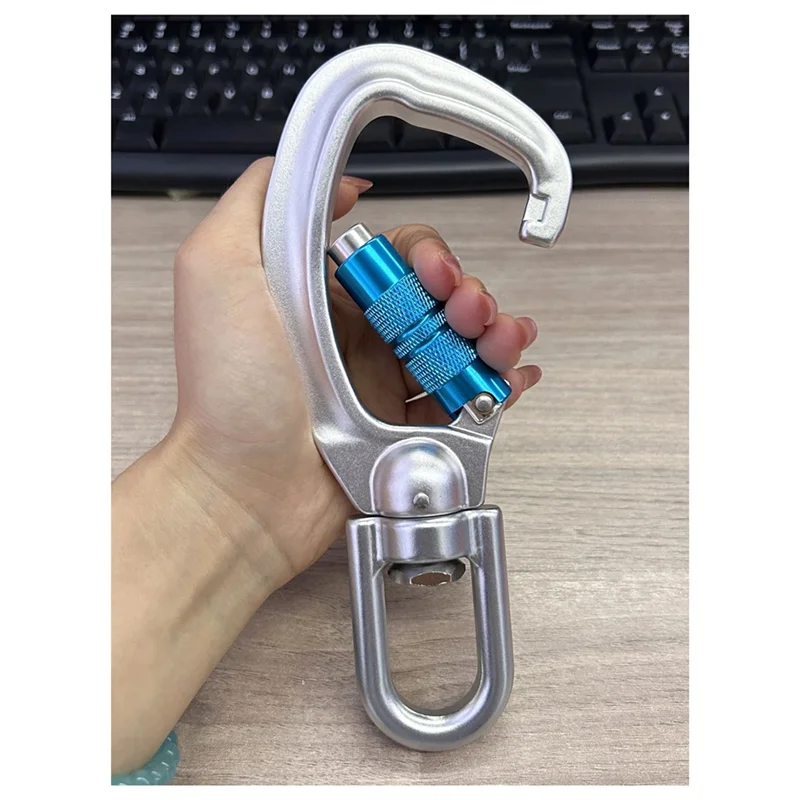ABBK-คลิปคาราบิเนอร์แบบหมุนได้ 360 °   Carabiner แบบหมุนได้ Big Auto Locking Carabiner C-Ring อุปกรณ์ปีนเขา Survival Rescue