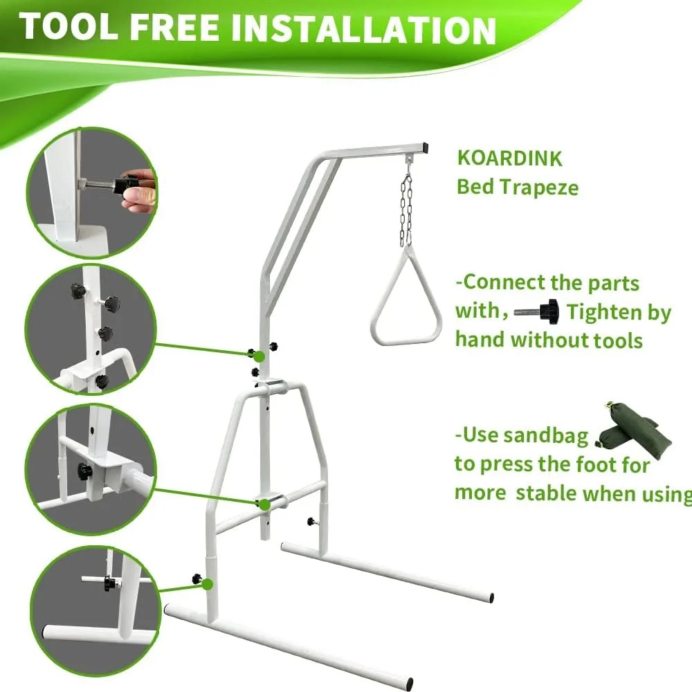 Бар-трапеция для мобильности кровати, треугольная напольная подставка для больничной кровати, сборка без инструментов, вспомогательная штанга в постели, поручни для кровати