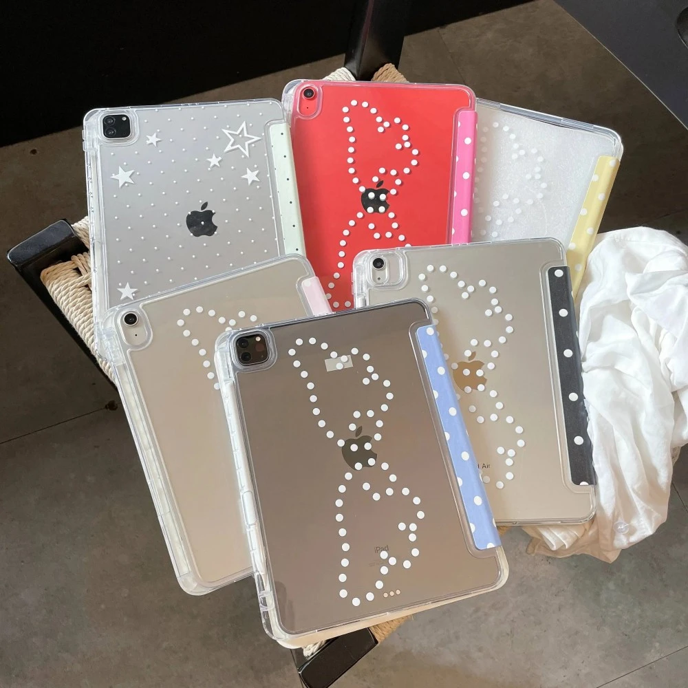 Polka Dot Wing Star Tablet Case For iPad Pro 11 12.9 13 A16 M2 M4 M3 M5 Shell 9.7 10.2 5/6/7/8/9/10/11th Mini Air 3 4 5 6 Cover