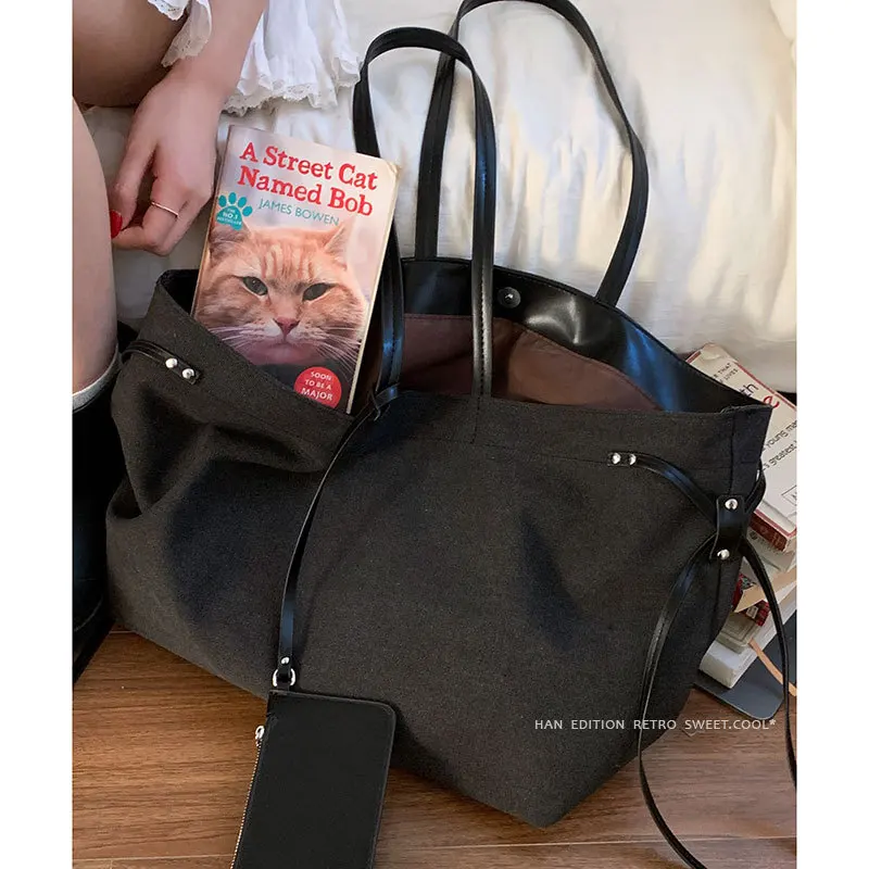 

Casual Large Capacity Canvas For Women 2025 New Simple Tote Single Shoulder Handbag Commuter Bag