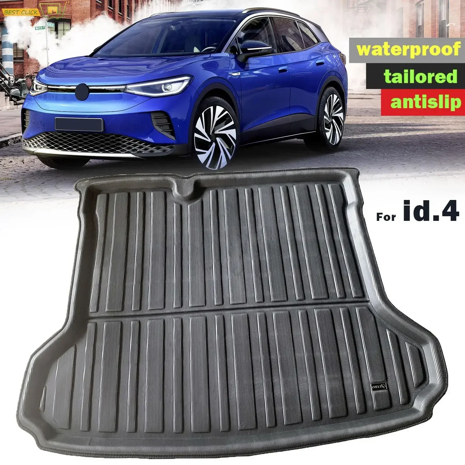 Lower Position Car Rear Boot Liner Cargo Tray Trunk Floor Mat for VW ID.4 ID4 2020 2021 2022 2023 Tailored Luggage Carpet Cover