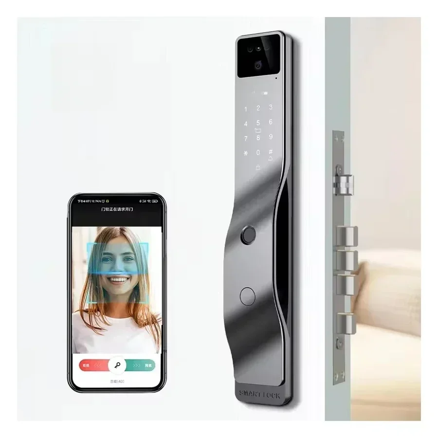 TYSH 3D facial recognition smart lock front door Tuya Wifi electronic biometric fingerprint password digital