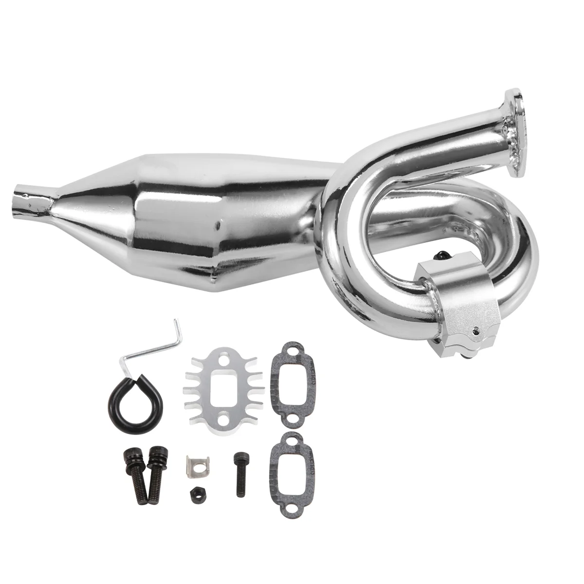 Metal Silencer Exhaust Pipe for 1/5 Hpi ROFUN BAHA ROVAN BAJA 5B KINGMOTOR RC CAR RACING TOYS PARTS,Silver