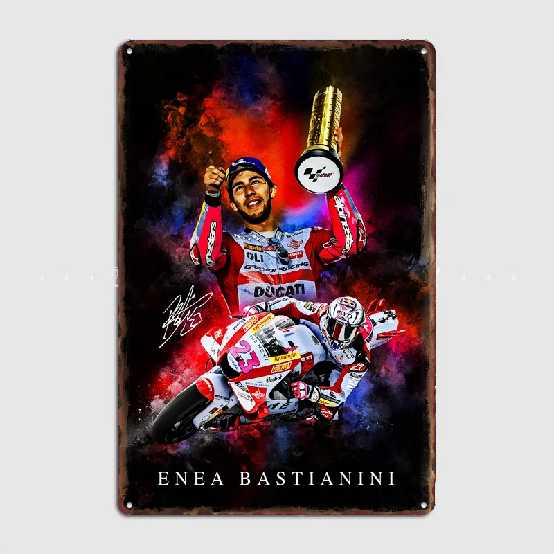 Pôster de Campeão da MotoGP Enea Bastianini, Placa de Metal Personalizada para Decoração de Bar, Quarto, Decoração Interna, Pôsteres para Parede de Casa