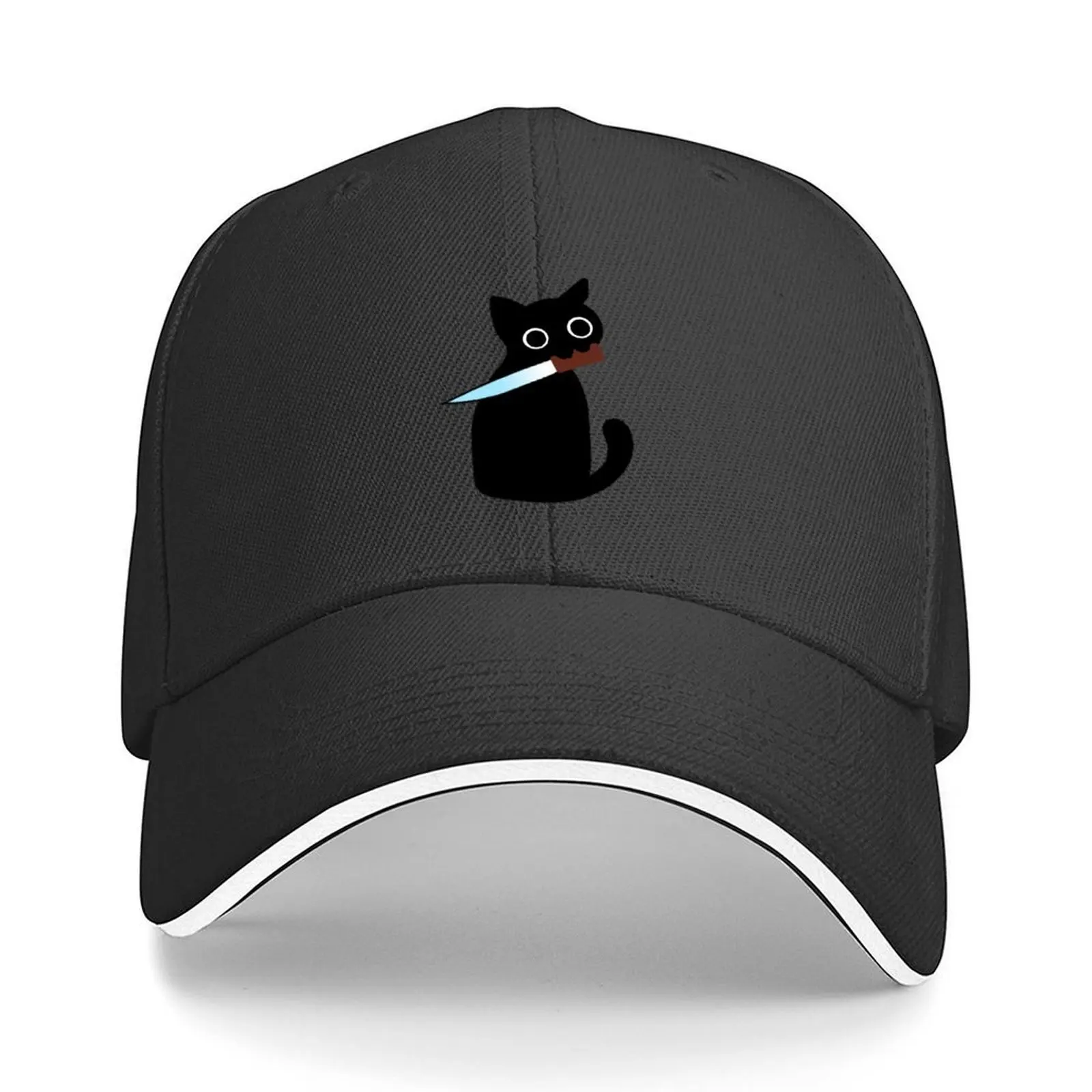 

Cute mischievous black cat with knife Baseball Cap Ball Cap Streetwear party Hat derby hat Hats Woman Men's