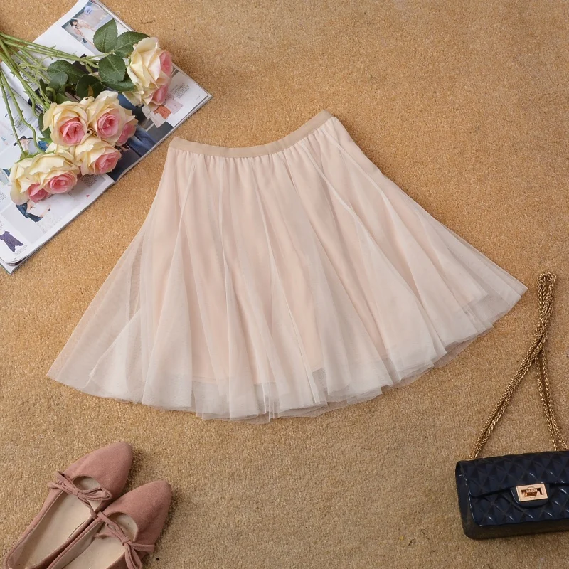 

Весенне-летняя женская короткая юбка с высокой талией, эластичным поясом, комбинированная, с защитой от просвечивания, пышная, в корейском стиле