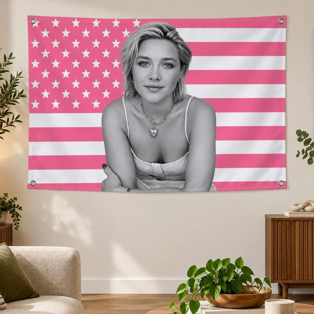 Actress F-Florence Pugh Flags Banner Decor for Bedroom,Garden,Party,Club,Indoor Outdoor, Fan Gift