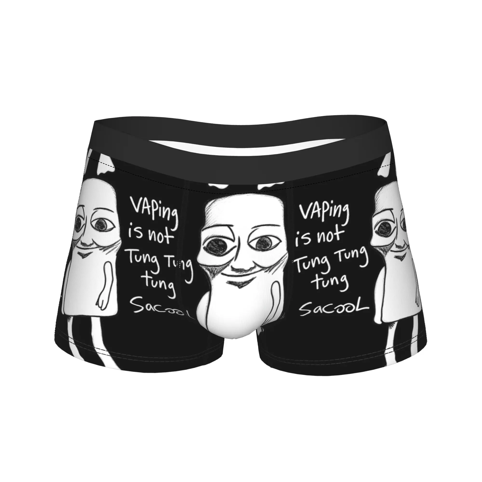 Vaping is not Tung Tung Tung Sacool Brainrot School Meme Underwear  Men Underpants Sexy Soft Boxershorts Boxer Brief Large Size