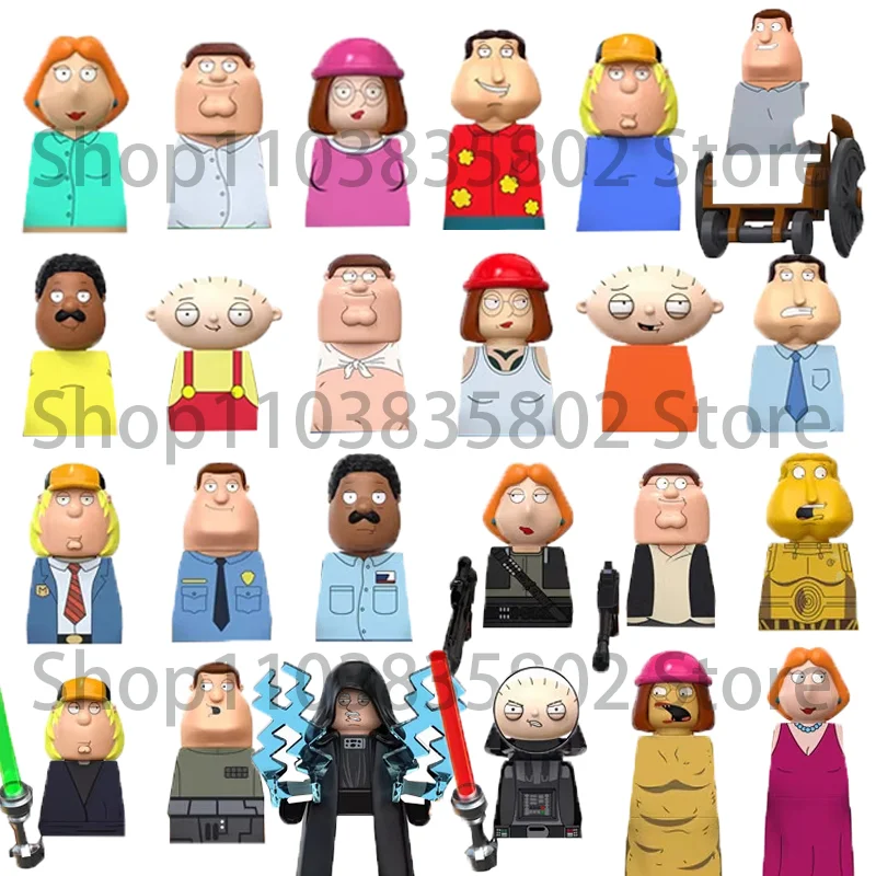 Juego de 8 Bloques de Construcción de Personajes de TV, Peter, Stewie, Lois, Meg Griffin, Family Guy, Figuras de Acción, Regalos de Navidad