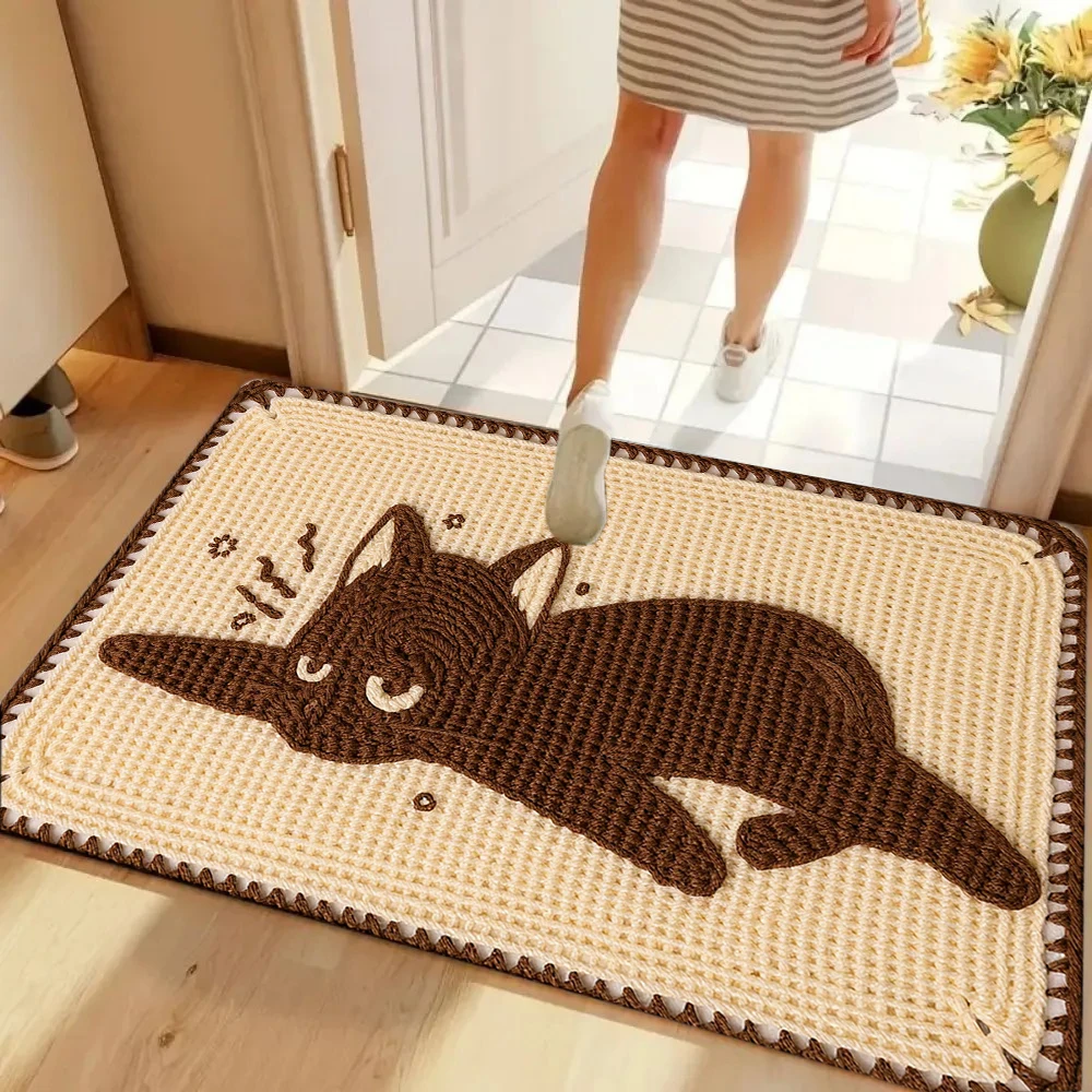 Bonito dos desenhos animados gato padrão tapete tapete macio antiderrapante para sala de estar quarto decoração casa tapete bem-vindo