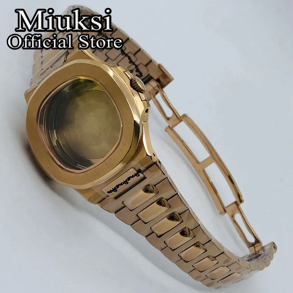 Miuksi 42mm rose gold watch case sapphire glass fit NH35 NH36 ETA2824 2836 Miyota8205 8215 PT5000 Mingzhu DG2813 3804 movement