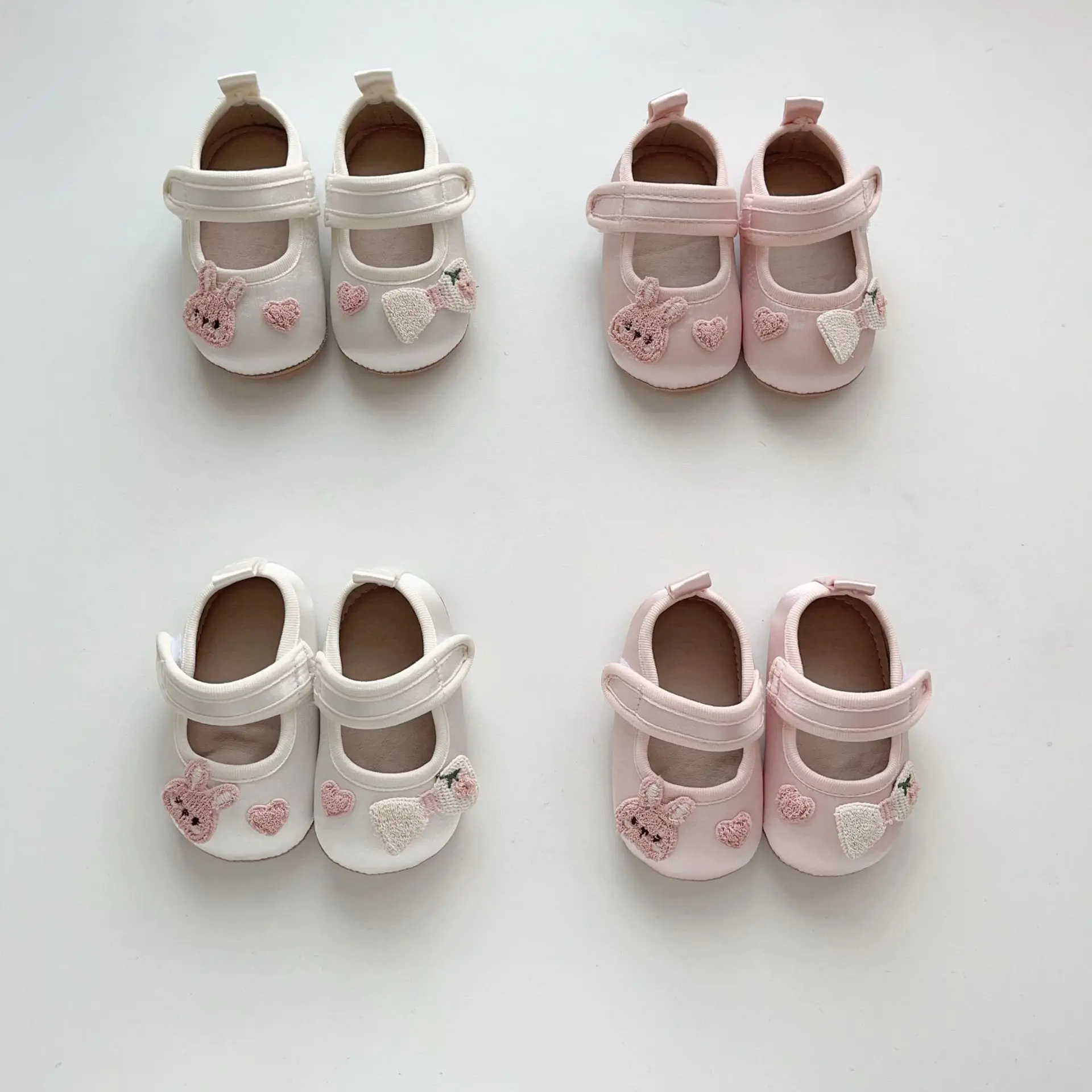 2025 outono bebê menina primeiros caminhantes sapatos sola macia antiderrapante arco coelho detalhes estilo princesa velcro 0-18 meses ​