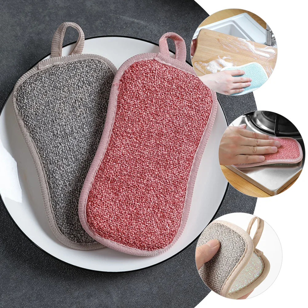 

6Pcs Durable Linen Dish Sponges Kitchen Cleaning Tools Multi-Purpose Scrub Sponge Reusable for Home Bathroom Dish Sponge