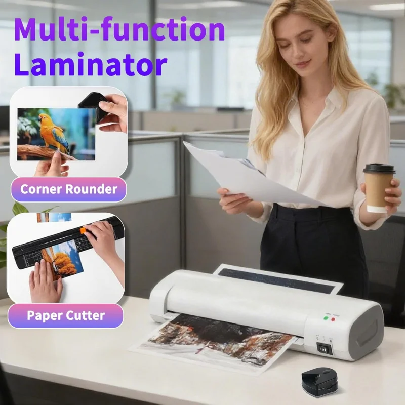 Laminating MachineA4Photo Laminator Hot and Cold Laminating Machine for Photos, Office Documents, Anti-Curling, Fast Preheating