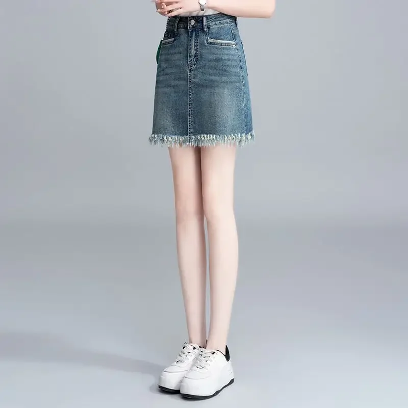 

Summer 2025 Korean Fashion High Waist Short Jeans Skirts for Women Modest Aesthetic Premium New In Y2k Vintage Woman Denim Skirt