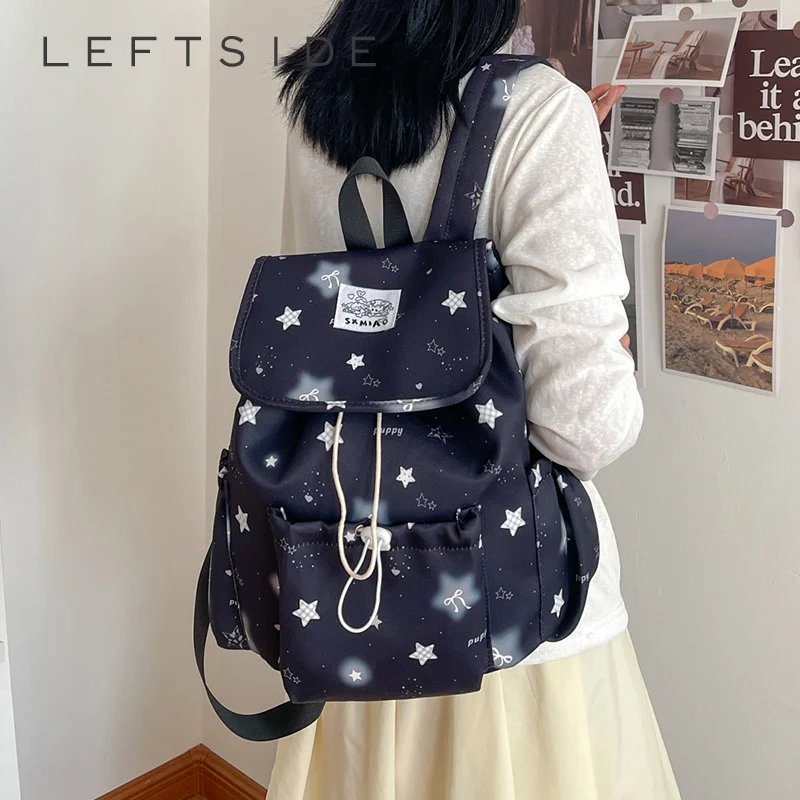 

Women Small Nylon Cartoon Print Drawstring Backpack Casual Cute Flap Daypack for School & Daily Use 2026 New Trend Backpacks