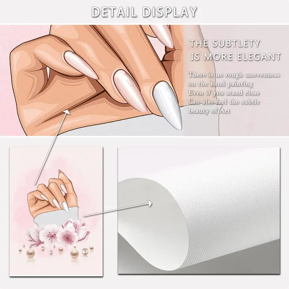 Nail Polish Fashion Wall Art Canvas Painting Nordic Prints And Posters Wall Pictures Manicure Store Pink Space Decor Aesthetics