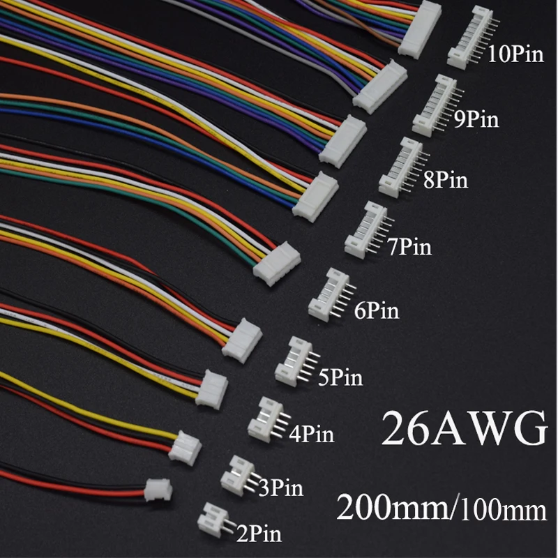 5Sets Mini Small Micro JST 2.0mm PH2.0 Male Female Connector 2/3/4/5/6/7/8/9/10-Pin Plug With terminal Wires Cable Socket 26AWG
